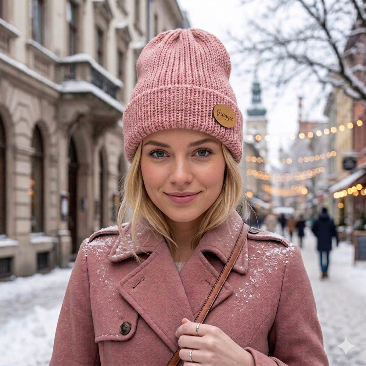 Knitted Beanies - Double Knitted and Reversible Size - Most Adults - Dusty Pink #1001