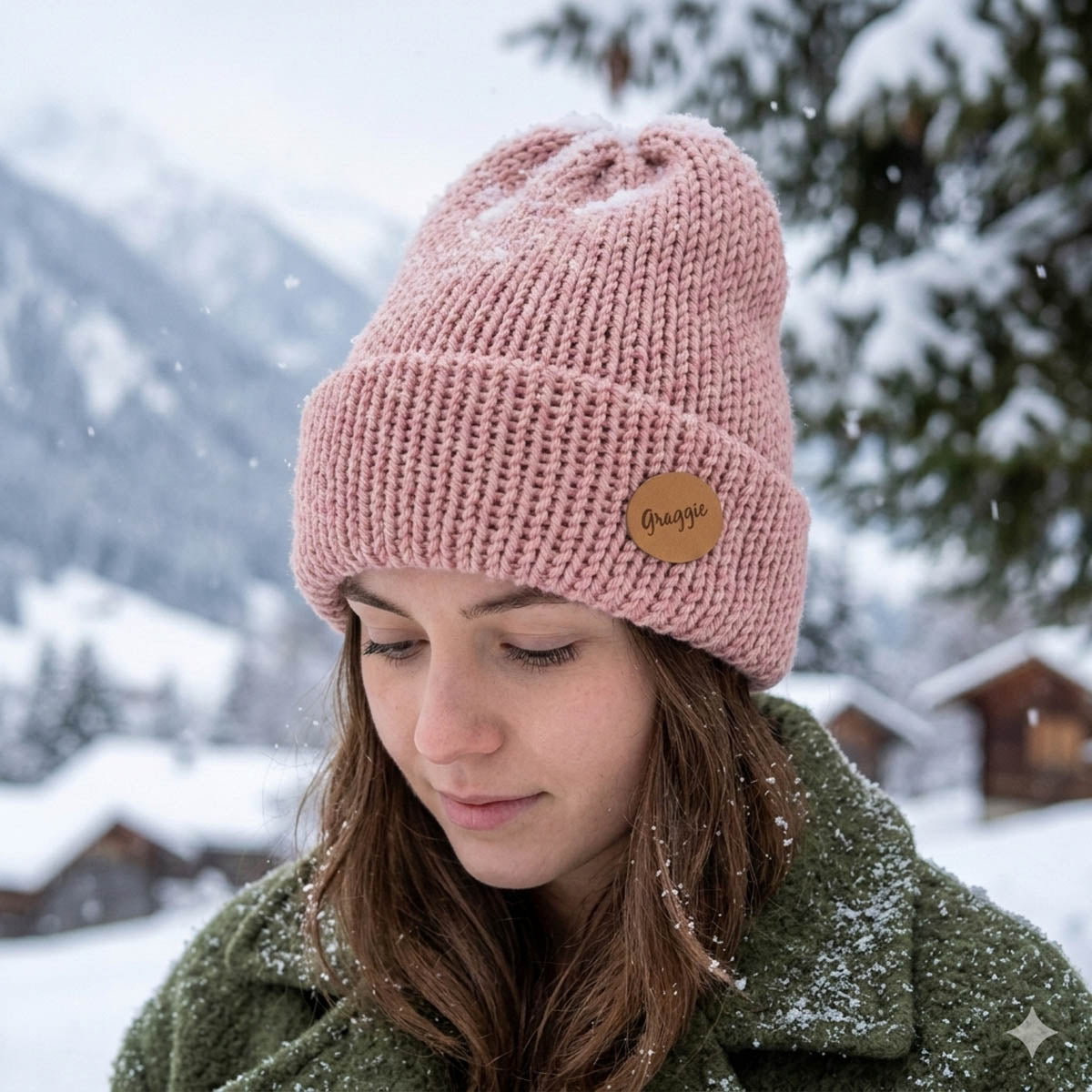 Knitted Beanies - Double Knitted and Reversible Size - Most Adults - Dusty Pink #1001