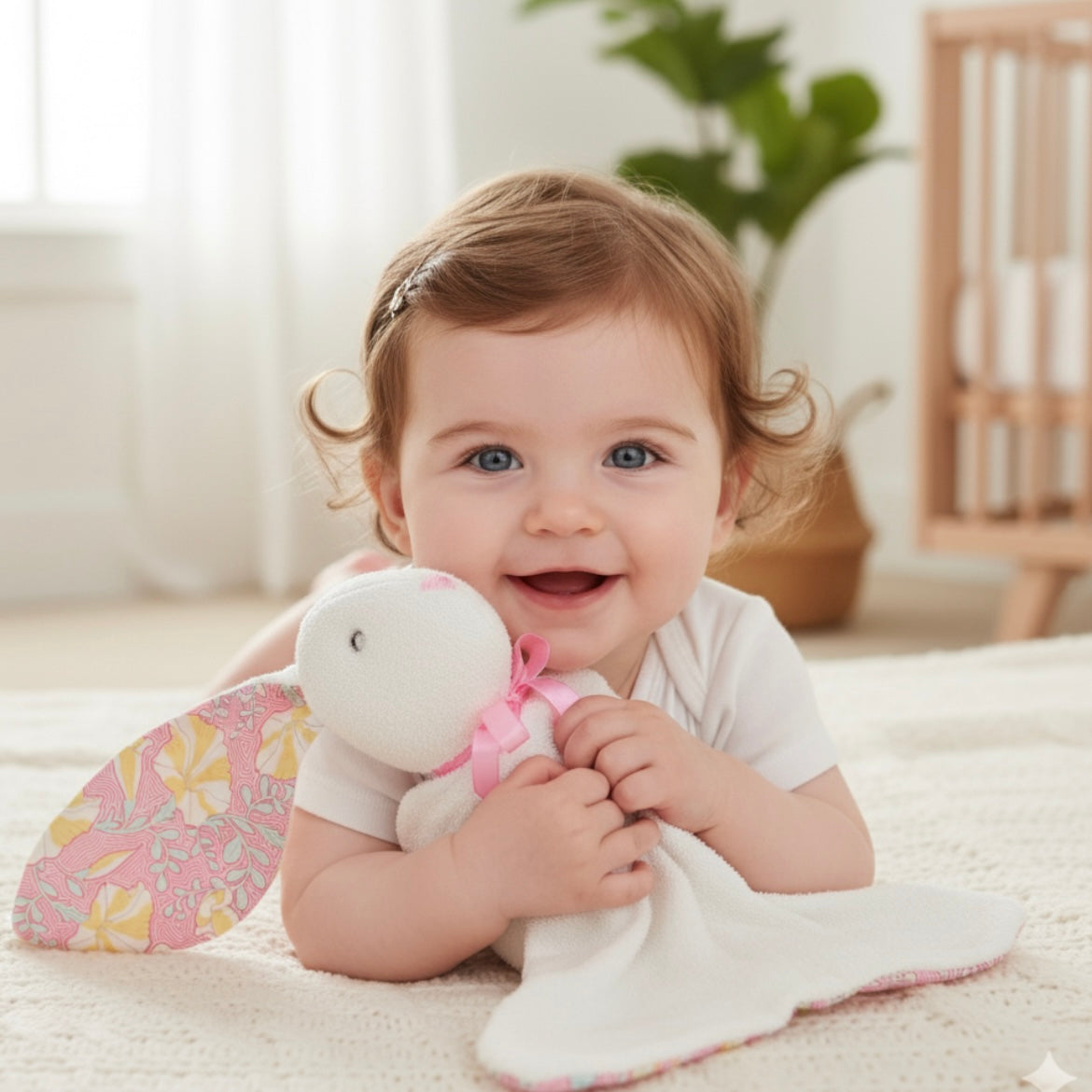 BABY GIRL Bunny Lovey/Comforter - (Multiple Choice)
