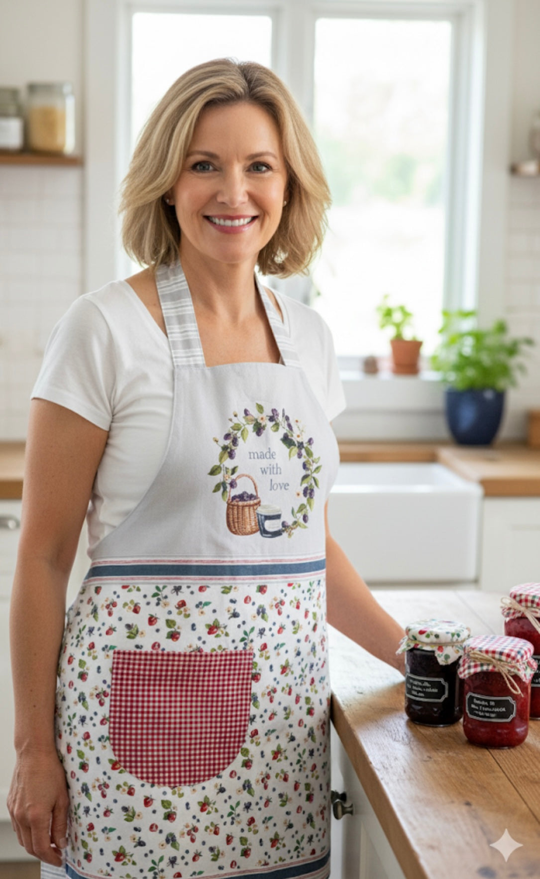 Reversible Apron - 'Made With Love- Berries' - by Graggie Australia.