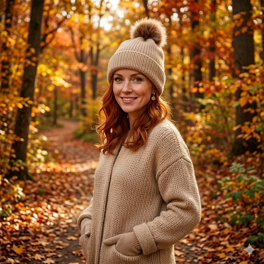 Knitted Beanies - Double Knitted, Reversible Size Adult - Premium Italian Camel & Merino with Pom Pom  #&1010