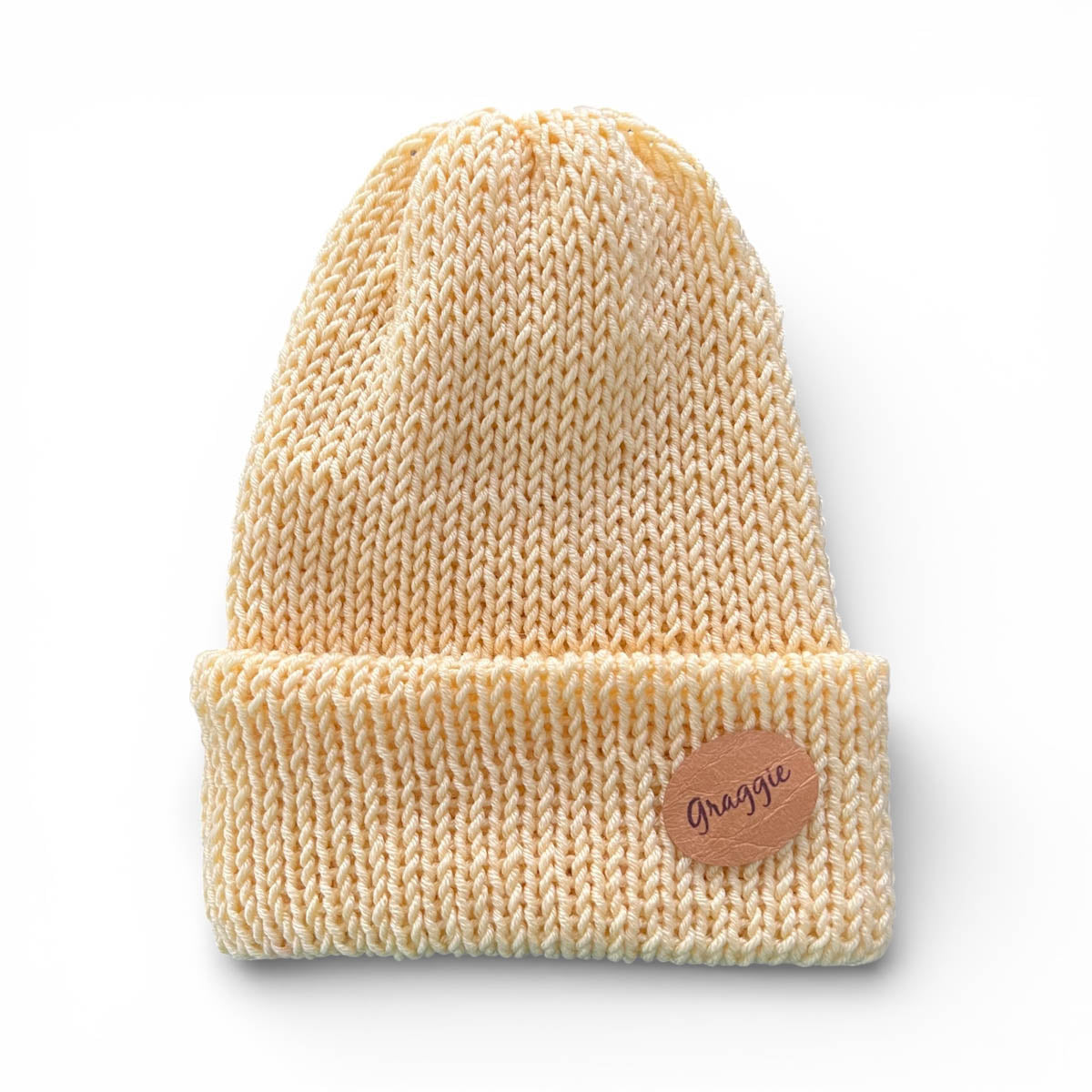 Knitted Beanies - Double Knitted and Reversible Size: Child - Pale Yellow #1004