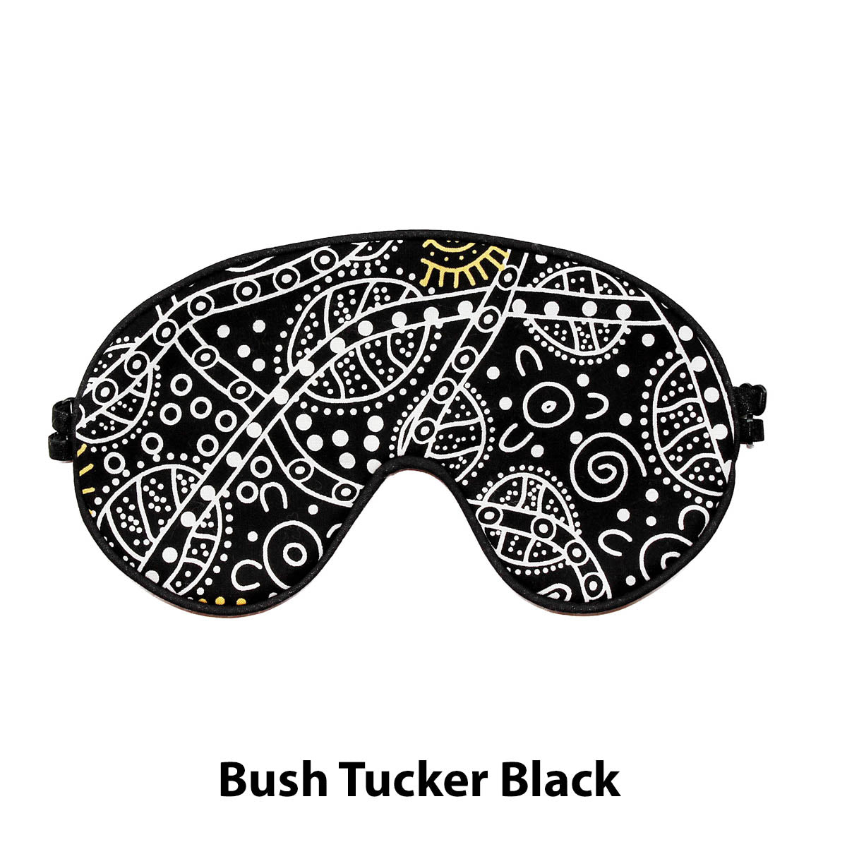 FOR HER Sleep Mask - BUSH TUCKER BLACK (Australian Aboriginal print fabric)