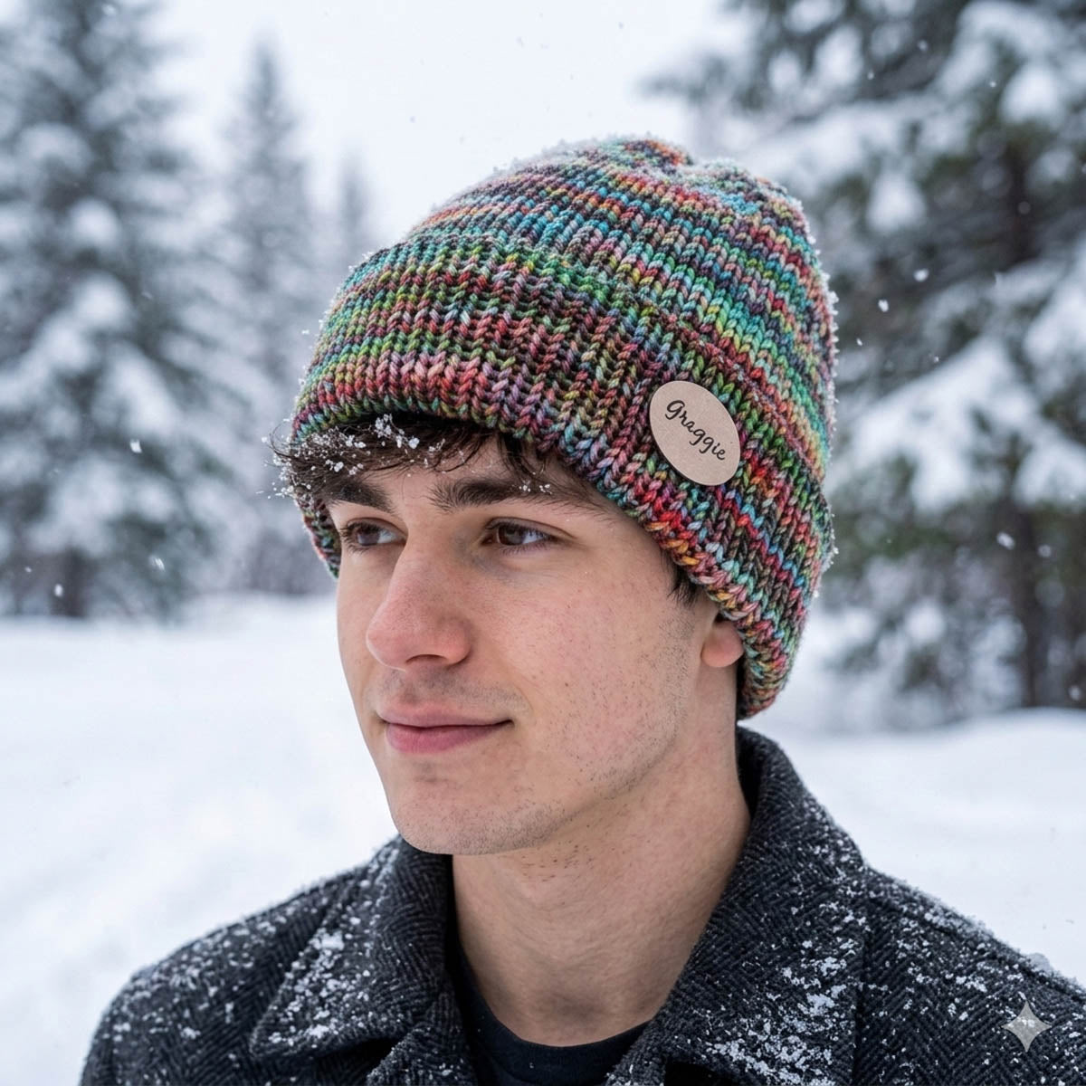 Knitted Beanie - Double Knitted and Reversible Size: Most Adults - #1005