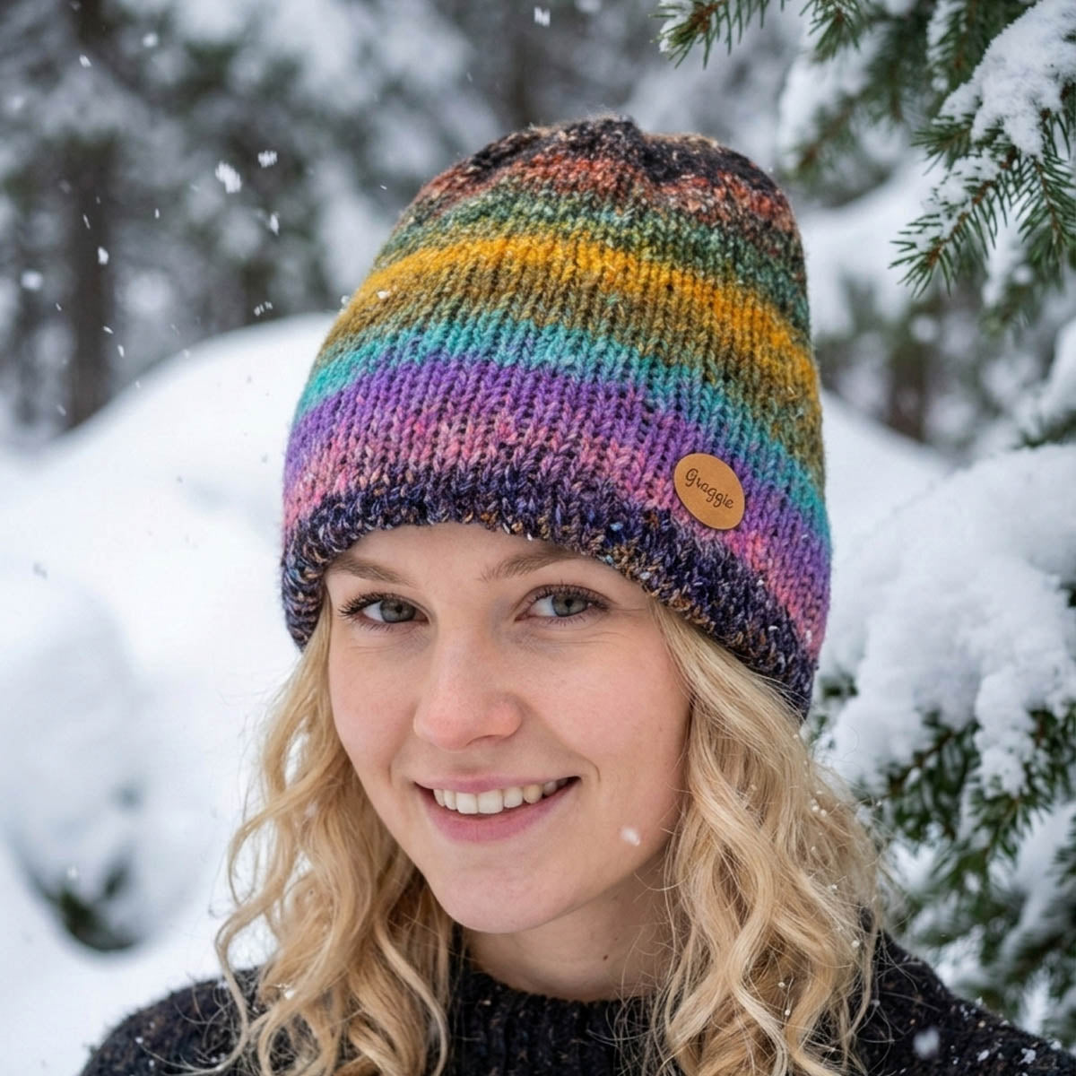 Knitted Beanie - Double Knitted and Reversible Size - Most Adults - #1003